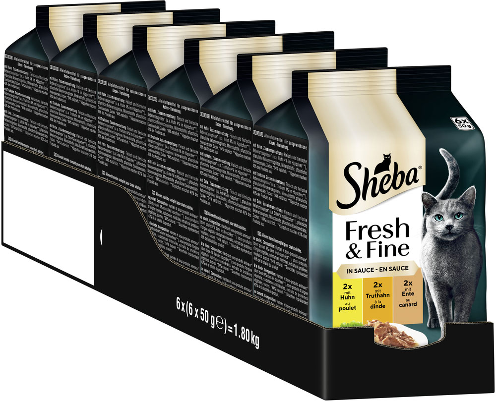 Sheba - Fresh & Fine Huhn, Truthahn und Ente - 6 x 6X50g - 2