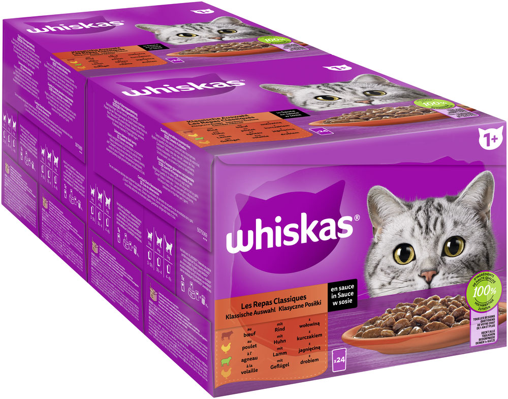 Whiskas - Core 1+ Klassische Auswahl in Sauce - 2 x 24X85g - 2