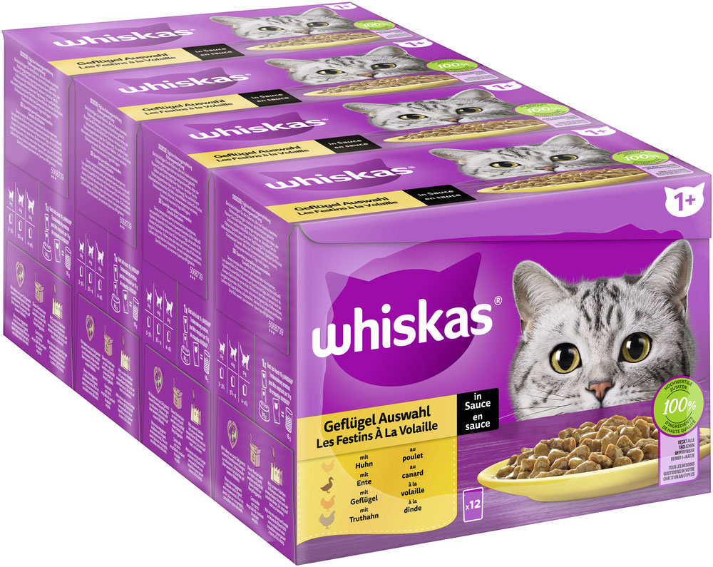 Whiskas - Whiskas Multipack 1+ Geflügel Auswahl in Sauce - 1 x 12X85g - 2