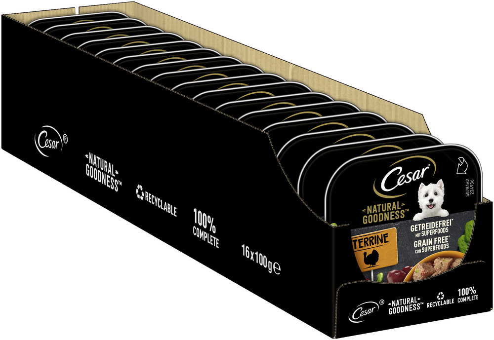 Cesar - Goodness Terrine mit Truthahn, getreidefrei - 16 x 100g - 2