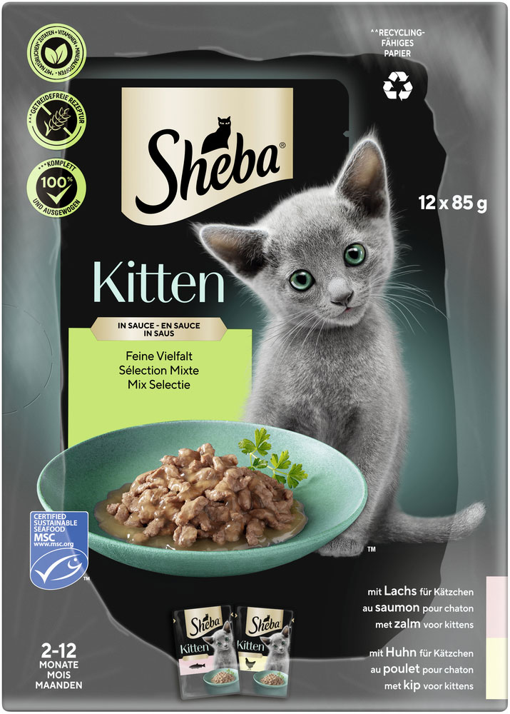 Sheba - Multipack Kitten Feine Vielfalt in Sauce - 4 x 12X85g - 5