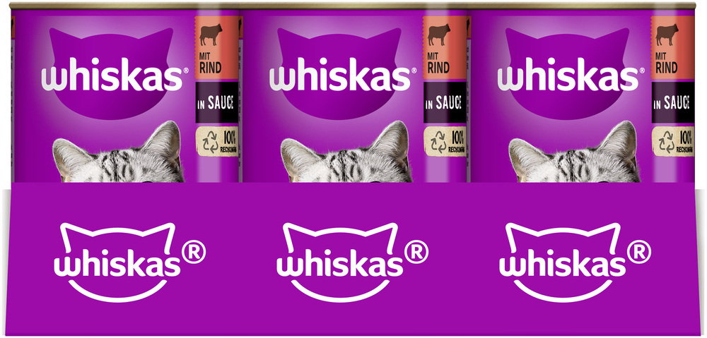 Whiskas - 1+ mit  Rind und Leber in Sauce - 12 x 400g - 3