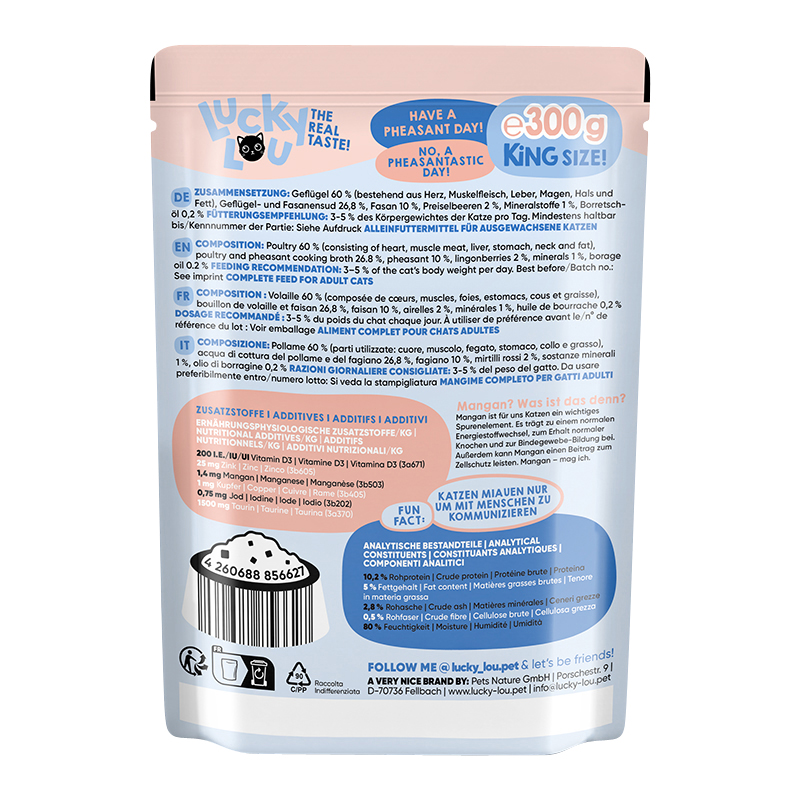 Lucky Lou - Adult Geflügel & Fasan - 6 x 300g - 2