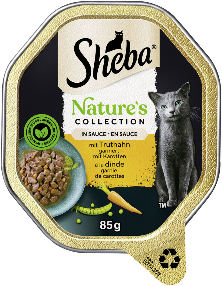 Sheba - Nature Collection in Sauce mit Truthahn gariert mit Karotten - 22 x 85g - 2