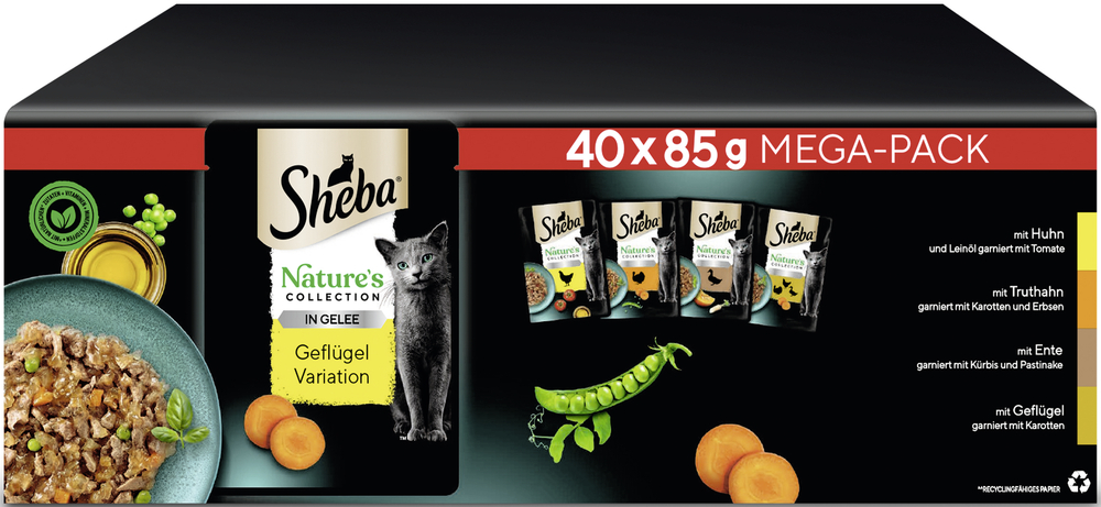 Sheba - Portionsbeutel Natures Collection in Gelee Geflügel - 1 x 40x85g - 3