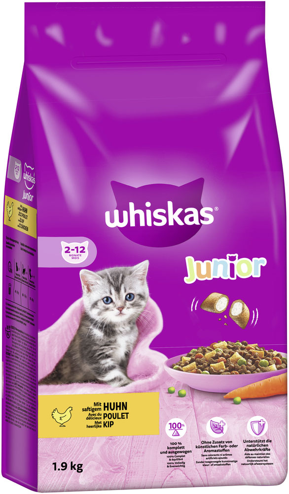 Whiskas - Junior mit Huhn - 1 x 1,9kg - 3