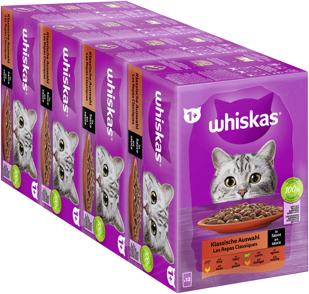 Whiskas - Whiskas Multipack 1+ Klassische Auswahl in Sauce - 1 x 12X85g - 3