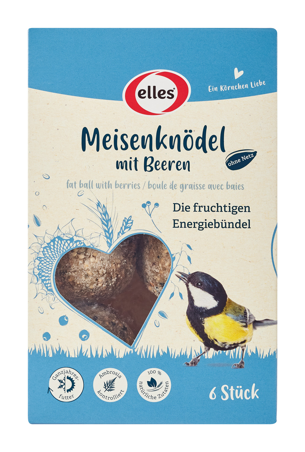 Meisenknödel ohne Netz mit Beeren 6 Stück