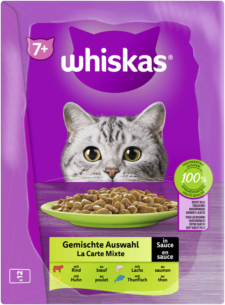 Whiskas - Whiskas Multipack 7+ Gemischte Auswahl in Sauce - 1 x 12X85g - 5