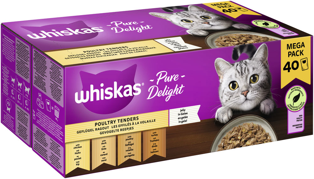 Whiskas - Whiskas Pure Delight Multipack Geflügel Ragout in Gelee - 1 x 40X85g - 2
