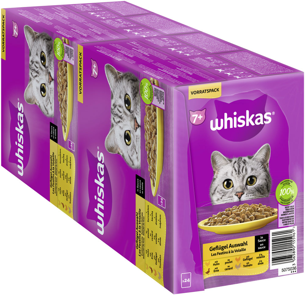 Whiskas - Whiskas Multipack 7+ Geflügel Auswahl in Sauce - 1 x 24X85g - 3