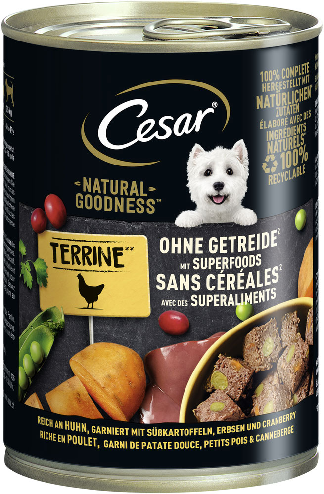 Cesar - Natural Goodness Reich an Huhn mit Süßkartoffeln, Erbsen & Cranberry - 6 x 400g - 2