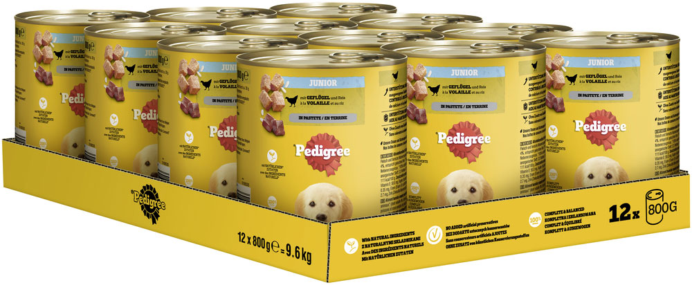 Pedigree - Junior Geflügel & Reis - 12 x 800g - 2
