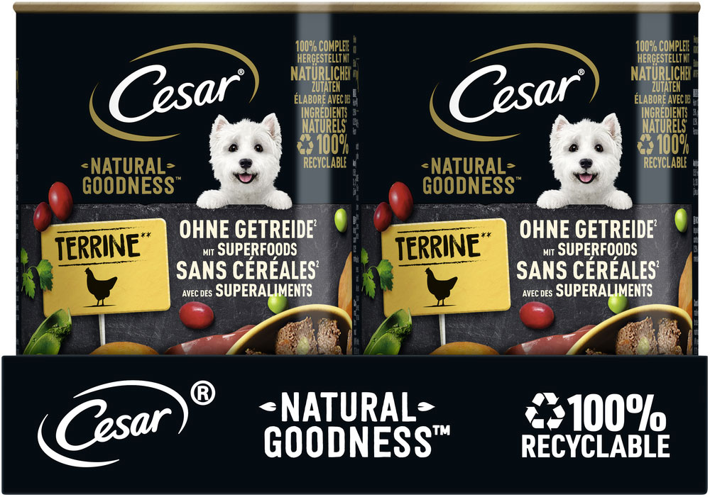 Cesar - Natural Goodness Reich an Huhn mit Süßkartoffeln, Erbsen & Cranberry - 6 x 400g - 4