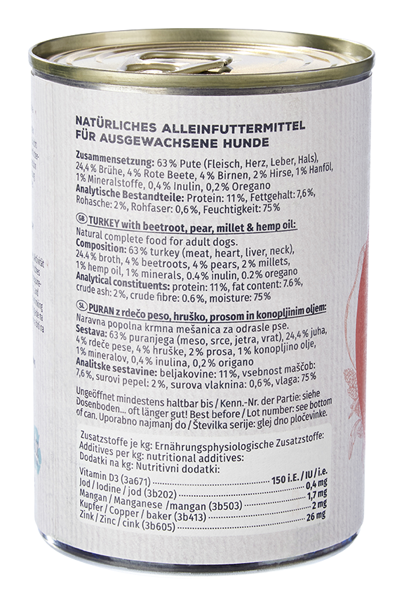 Primox - Hunde Nassfutter MENÜ mit Pute 6 x 400g - 6 x 400g - 6