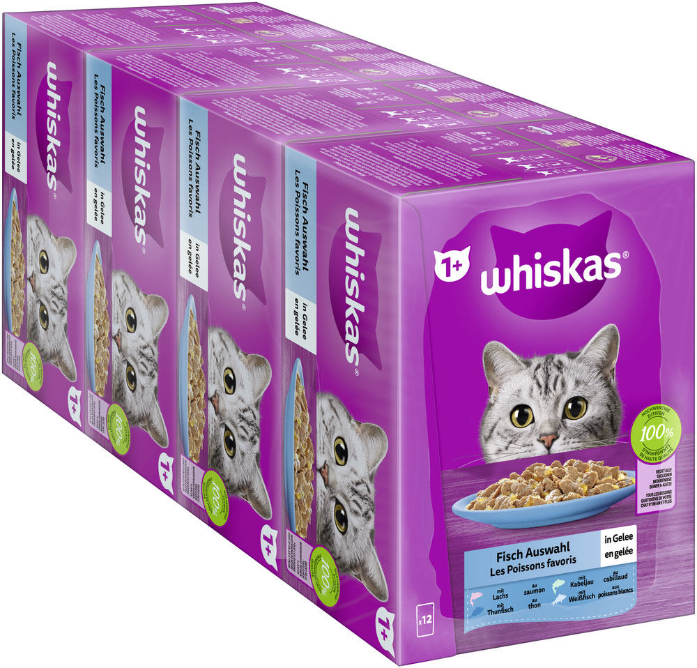 Whiskas - Whiskas Multipack 1+ Fisch Auswahl in Gelee - 1 x 12X85g - 4