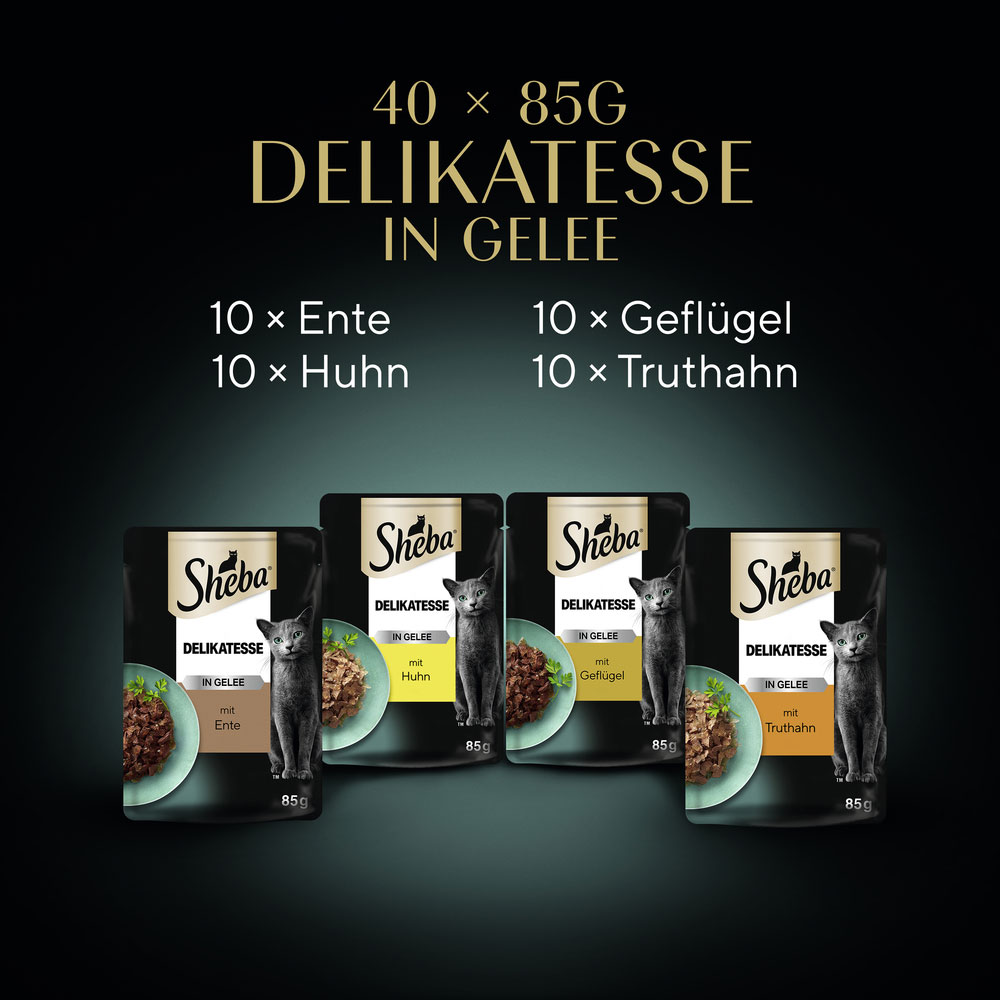 Sheba - Delikatesse Multipack Mega Pack Portionsbeutel Geflügel Variation in Gelee - 1 x 40x85g - 6