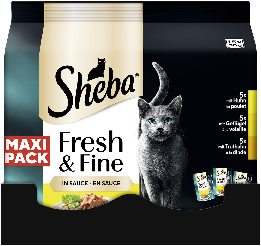 Sheba - Fresh & Fine Huhn Geflügel Truthahn Maxipack - 5 x 15x50g - 3