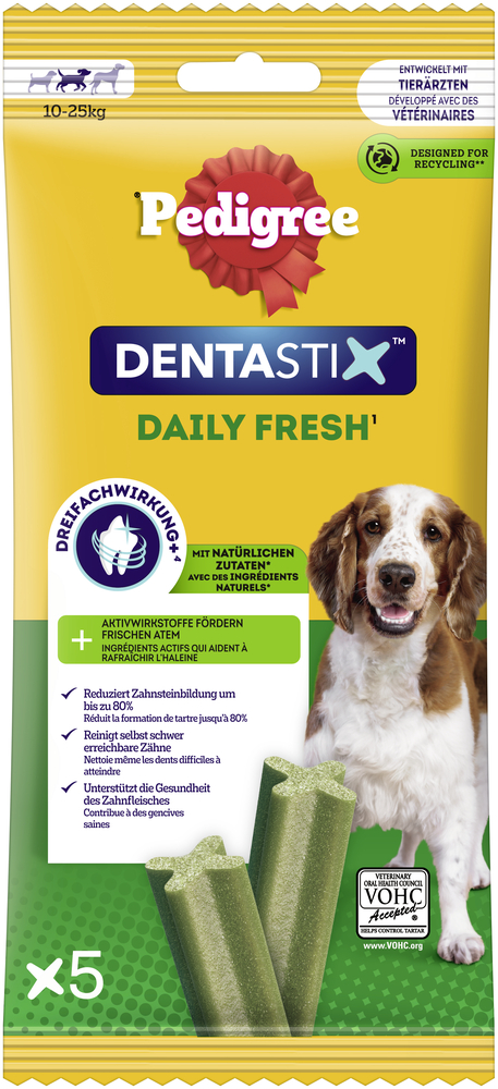 Pedigree - Denta Stix Daily Fresh - Für mittelgroße Hunde - 1 x 5 Stück - 2