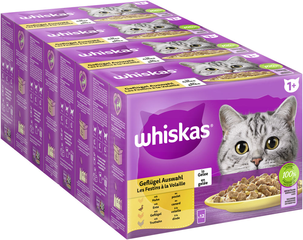 Whiskas - Whiskas Multipack 1+ Geflügel Auswahl in Gelee - 1 x 12X85g - 3