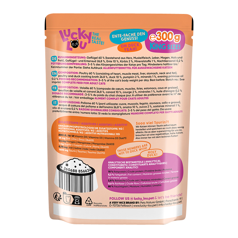 Lucky Lou - Adult Geflügel & Ente - 6 x 300g - 2