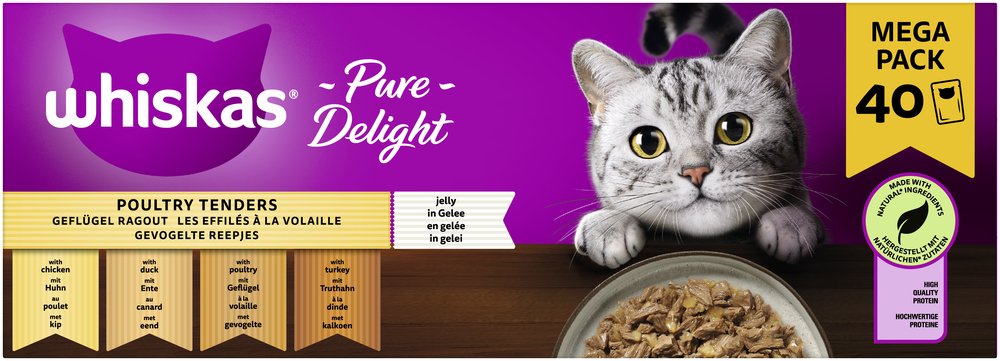 Whiskas Pure Delight Multipack Geflügel Ragout in Gelee