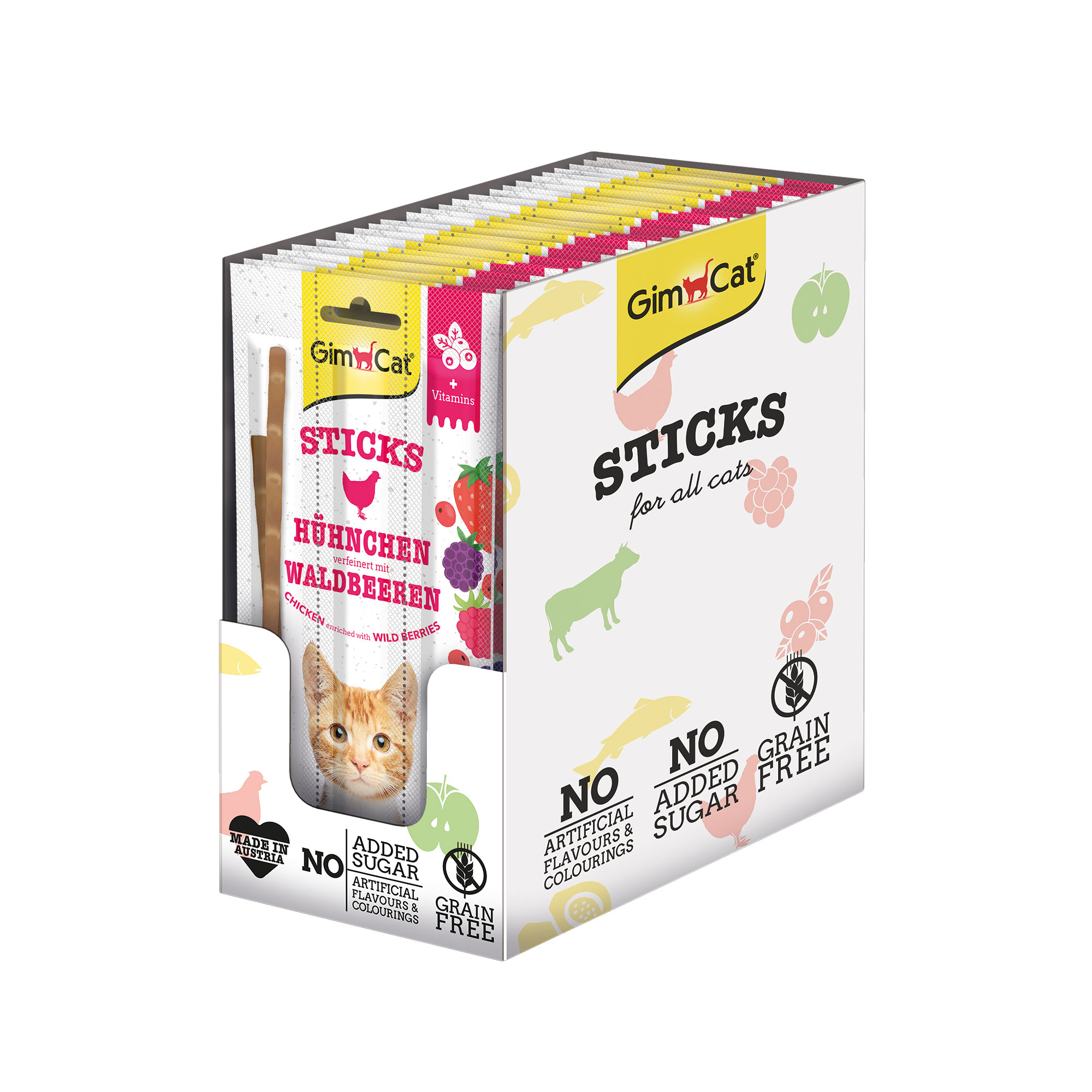 GimCat - Duo-Sticks Hühnchen & Waldbeere - 1 x 3 Stück - 2