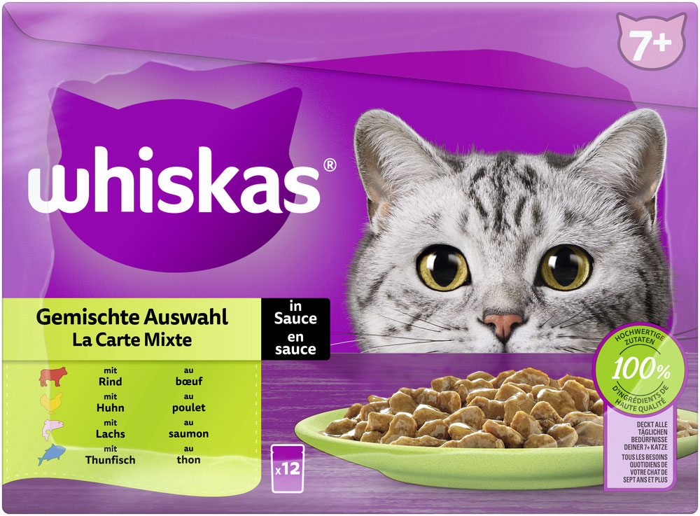 Whiskas - Whiskas Multipack 7+ Gemischte Auswahl in Sauce - 1 x 12X85g - 4