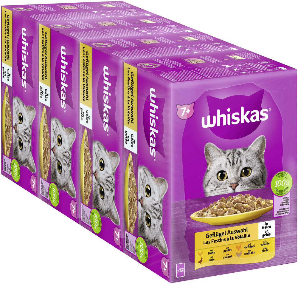 Whiskas - Whiskas Multipack 7+ Geflügel Auswahl in Gelee - 1 x 12X85g - 3