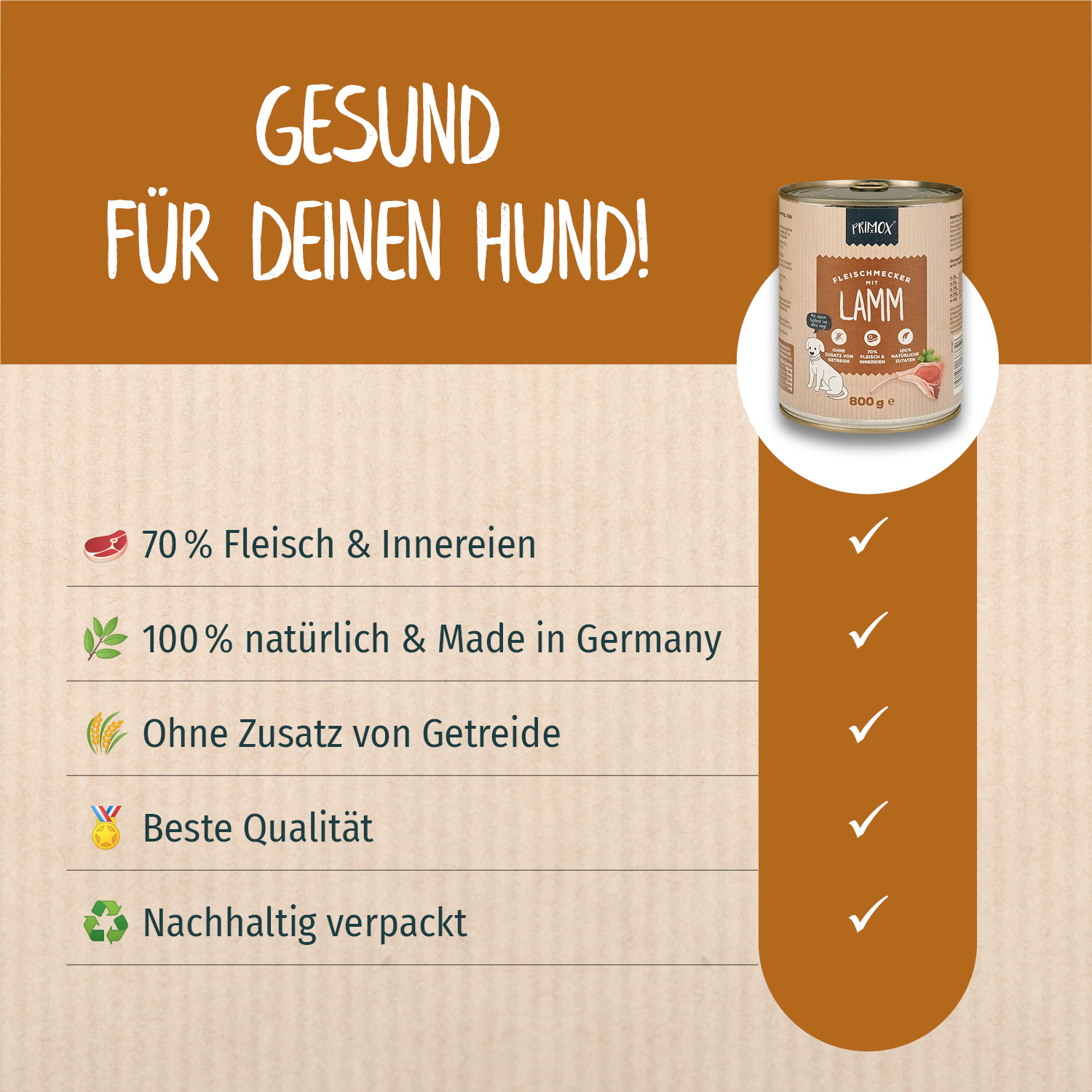 Primox - Hunde Nassfutter mit Lamm 6 x 400g - 6 x 400g - 2