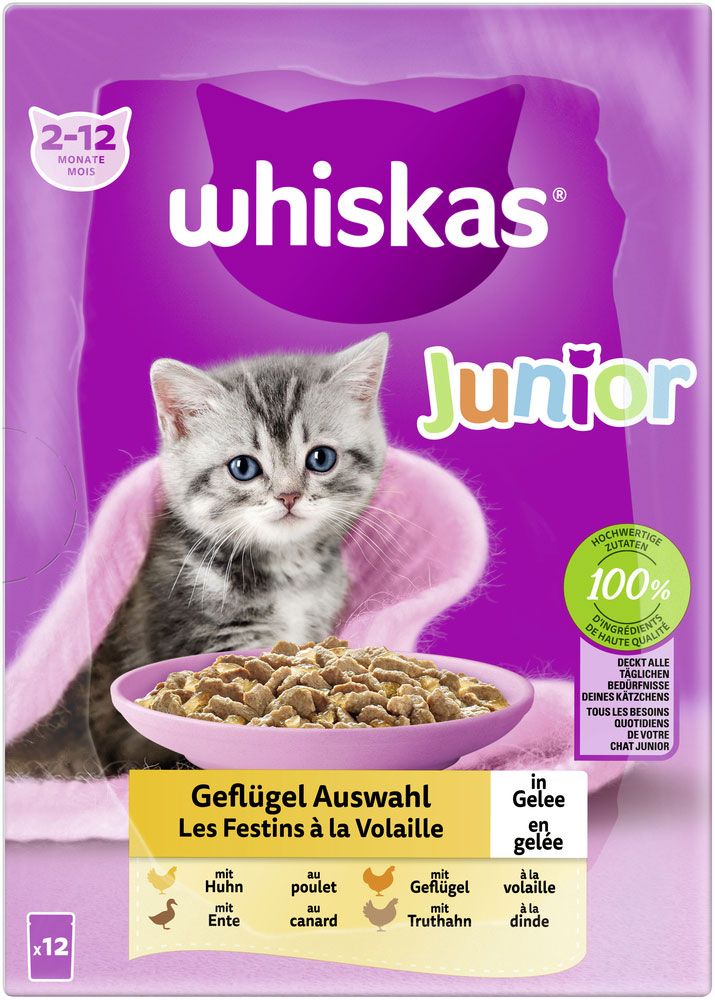 Whiskas - Whiskas Multipack Junior Geflügel Auswahl in Gelee - 1 x 12X85g - 5
