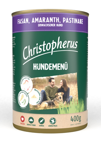 Hundemenü mit Fasan, Amaranth & Pastinake