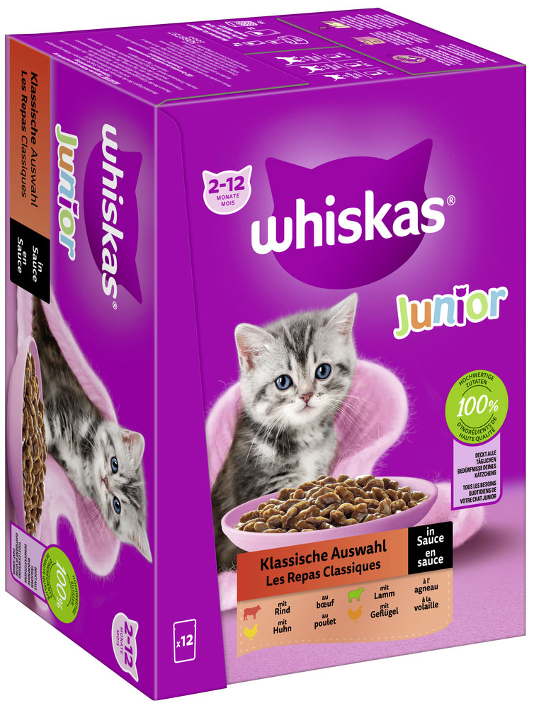 Whiskas - Whiskas Multipack Junior Klassische Auswahl in Sauce - 1 x 12X85g - 3