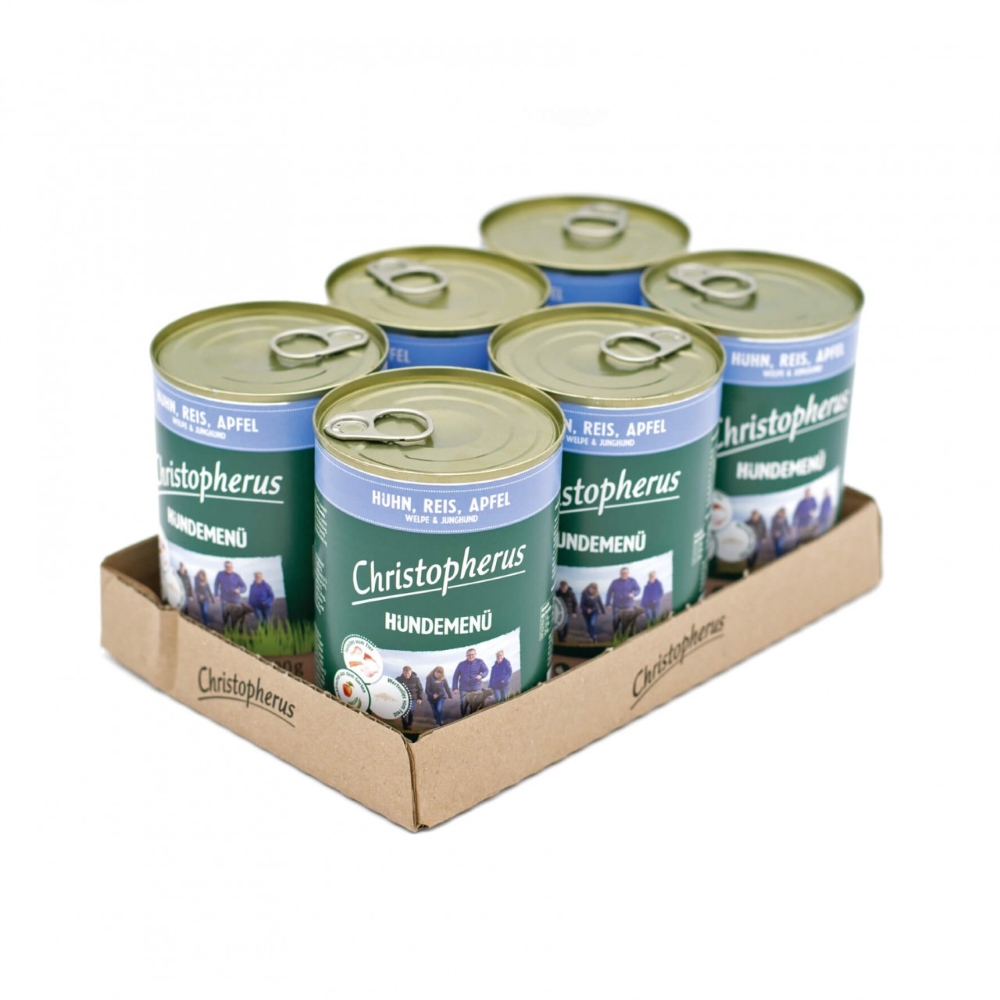 Allco Christopherus - Hundemenü Junior - mit Huhn, Reis & Apfel - 6 x 400g - 2