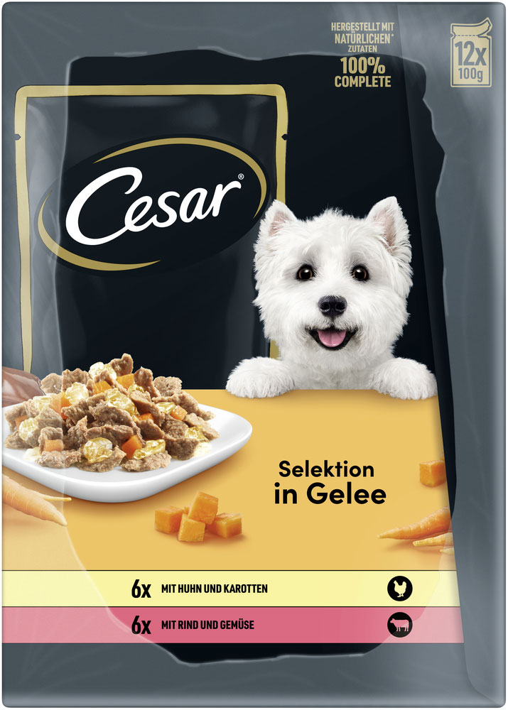 Cesar - Multipack in Gelee mit Fleisch & Gemüse - 1 x 12X100g - 6