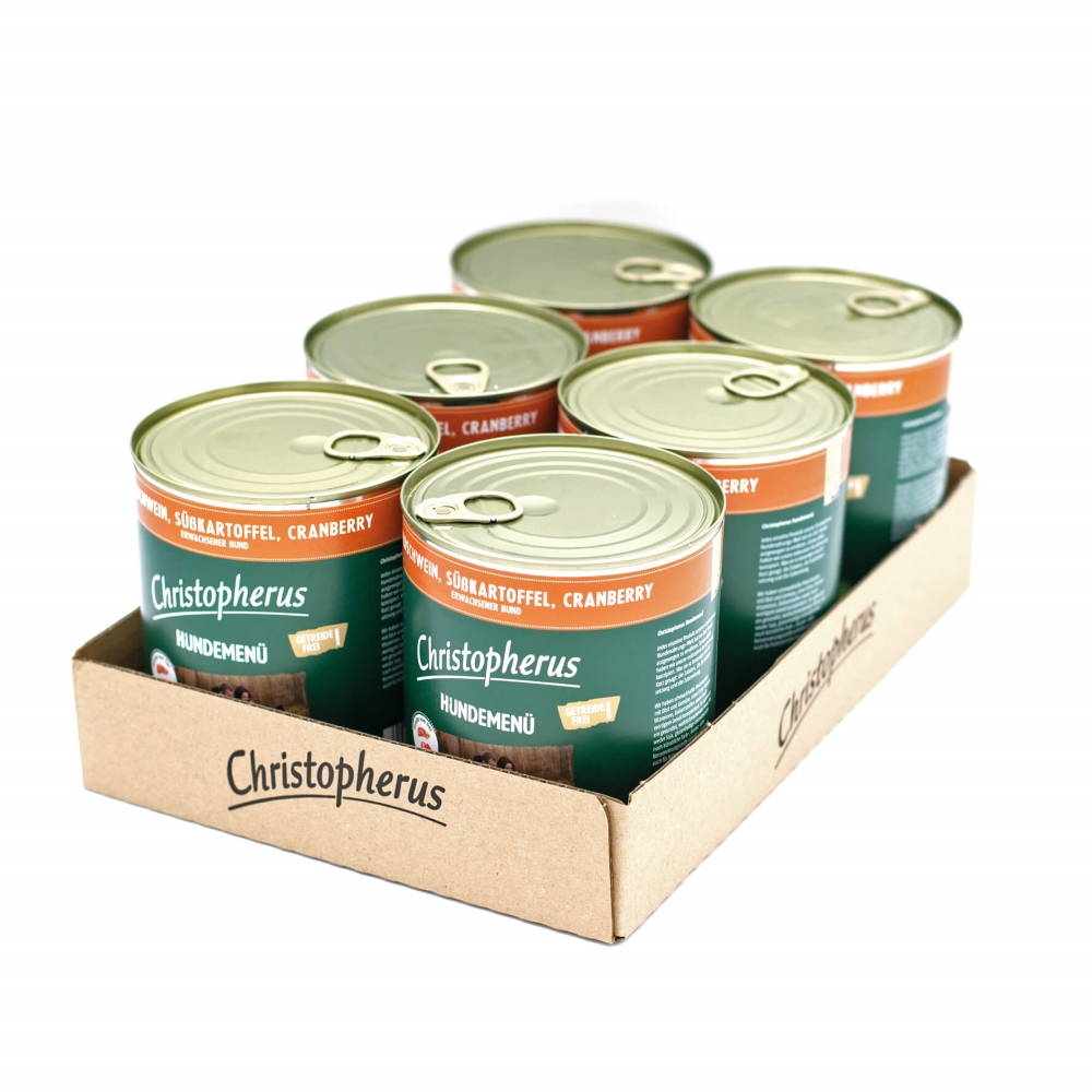 Allco Christopherus - Hundemenü mit Wildschwein, Süßkartoffel & Cranberry - 6 x 800g - 2