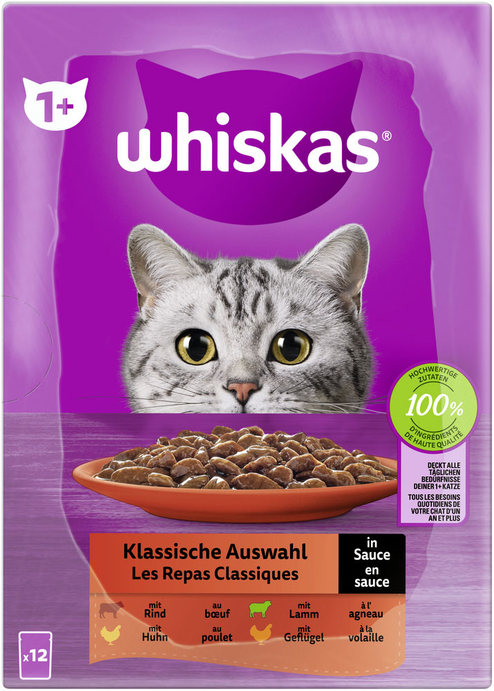 Whiskas - Whiskas Multipack 1+ Klassische Auswahl in Sauce - 1 x 12X85g - 5