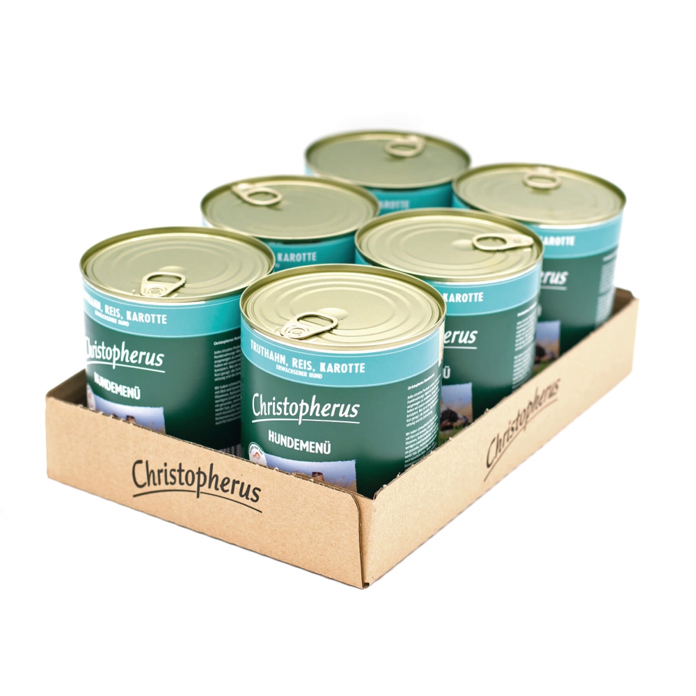 Allco Christopherus - Hundemenü mit Truthahn, Reis, Karotte - 6 x 800g - 2