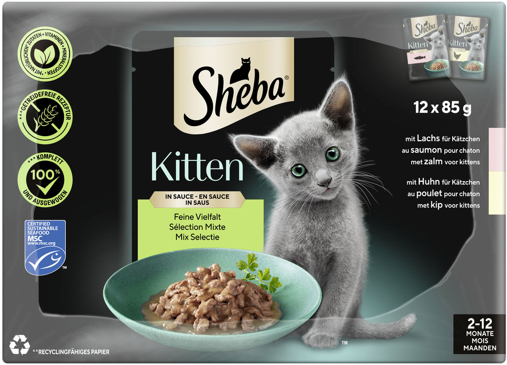 Sheba - Multipack Kitten Feine Vielfalt in Sauce - 4 x 12X85g - 4