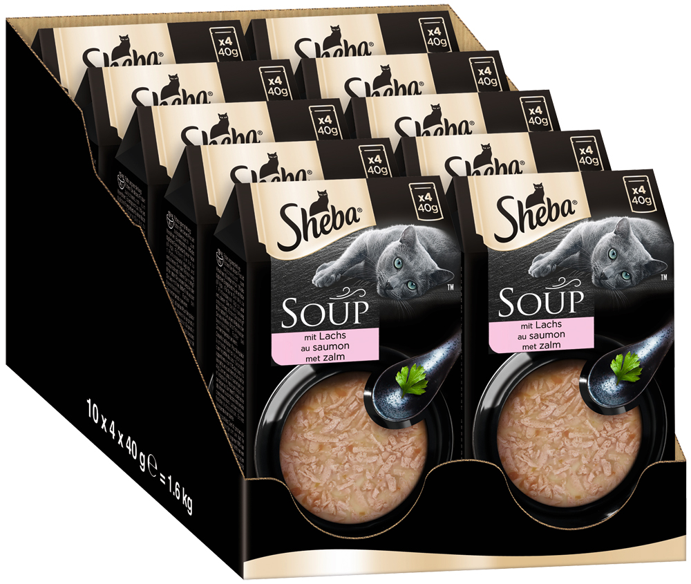 Sheba - Multipack Soup mit Lachs - 1 x 4X40g - 2