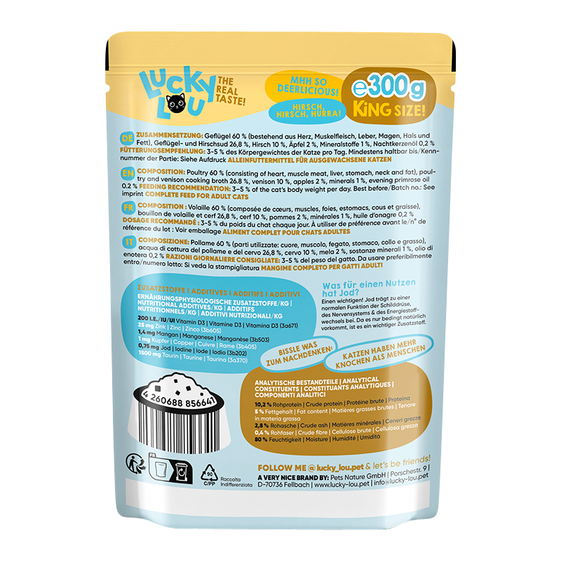 Lucky Lou - Adult Geflügel & Hirsch - 6 x 300g - 2