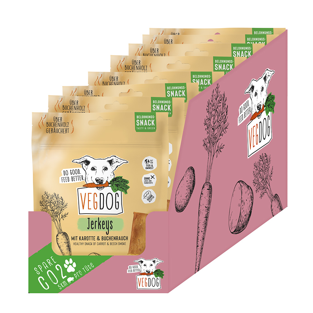 Vegdog - Jerkeys mit Karotte & Buchenrauch - 1 x 80g - 2