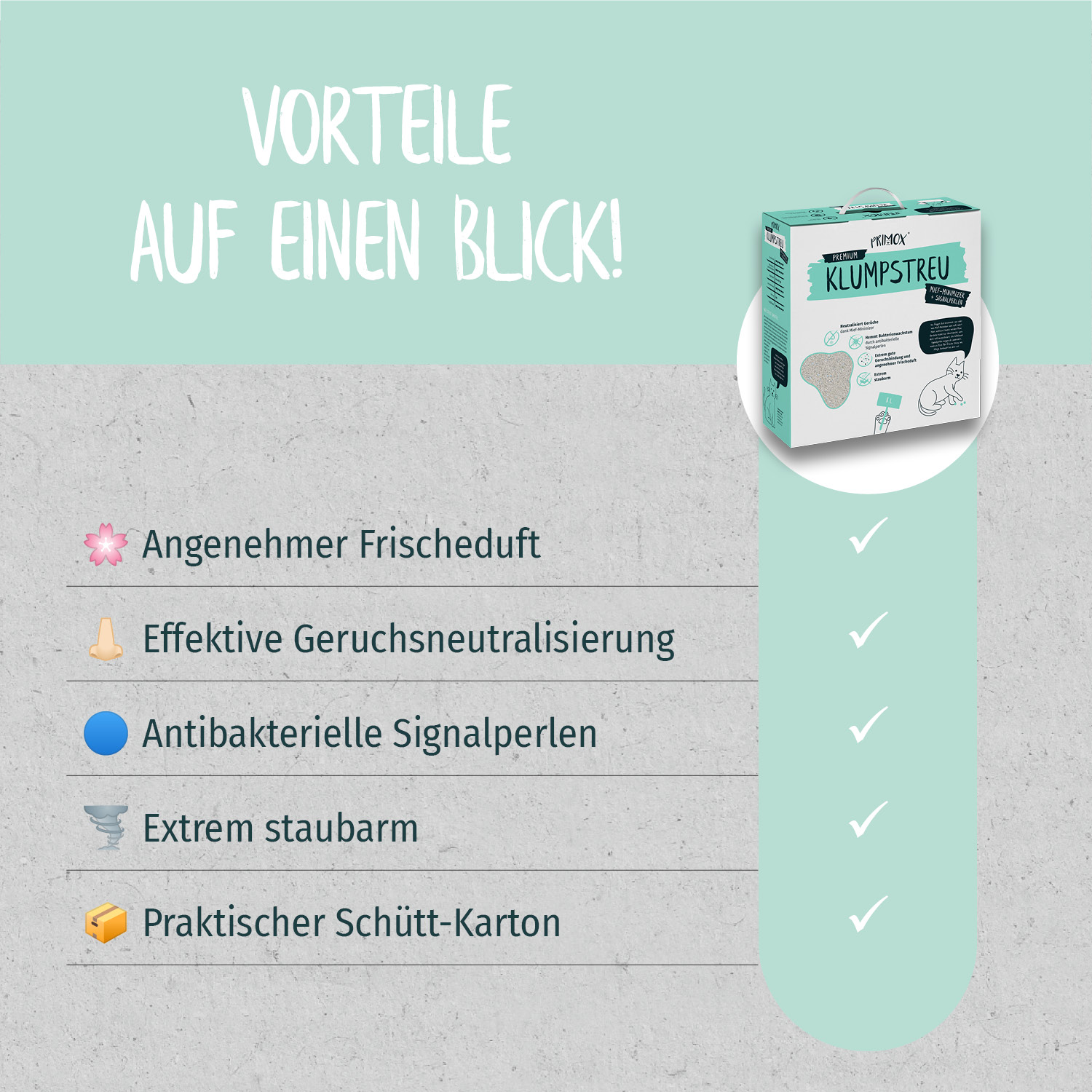 Primox - Premium Katzenstreu Mief-Minimizer + Signalperlen 8 L - 1 x 8 Liter - 3