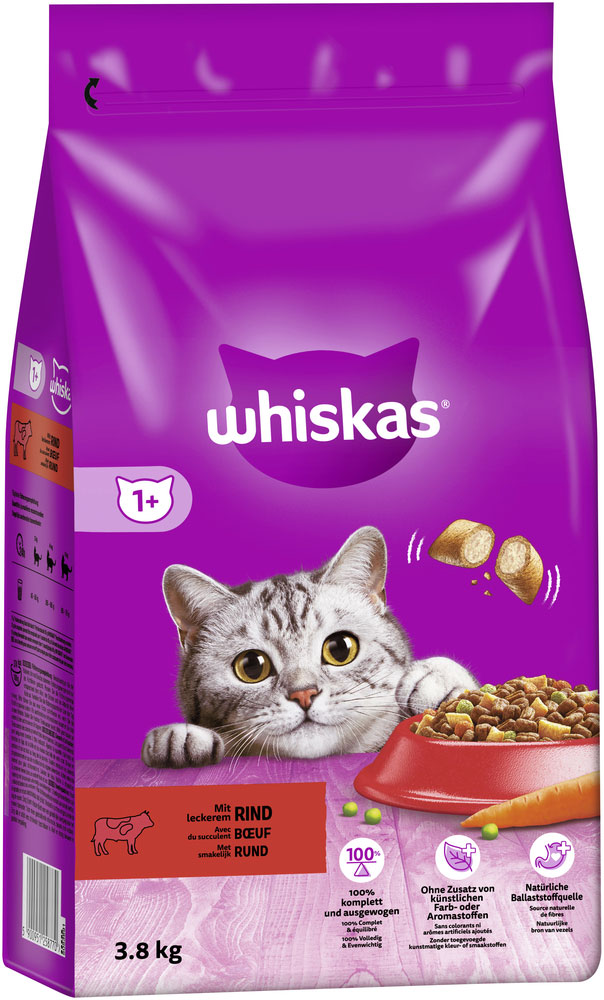 Whiskas - Whiskas Beutel 1+ mit Rind - 1 x 3,8kg - 2
