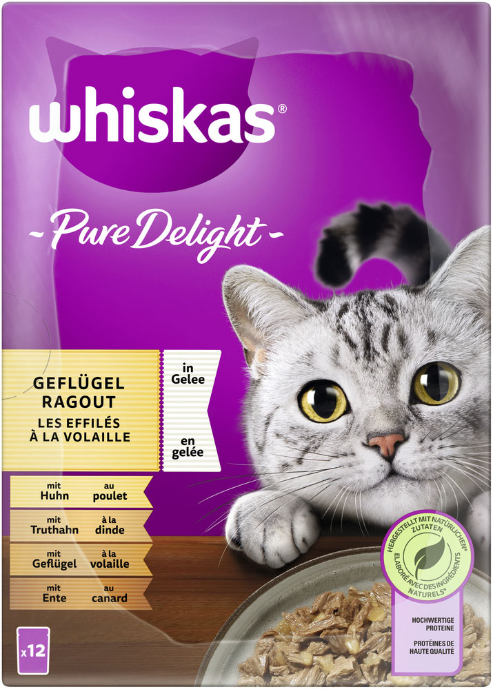 Whiskas - Whiskas Multipack Pure Delight Geflügel Ragout in Gelee - 1 x 12X85g - 5