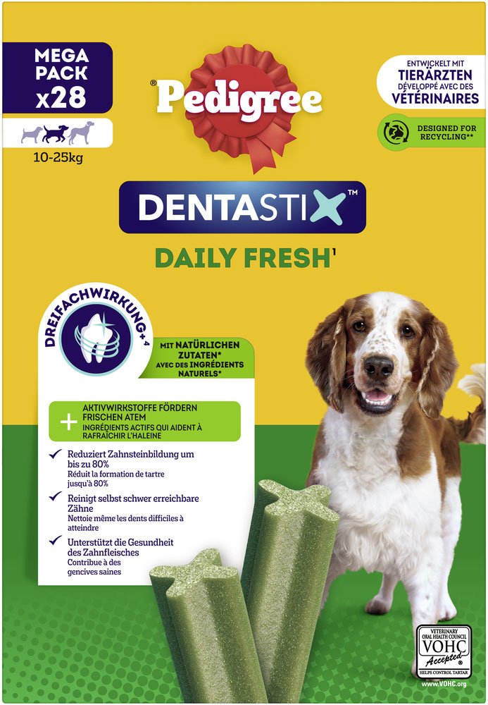 Dentastix Tägliche Frische Multipack für mittelgroße Hunde 4x7 Stück