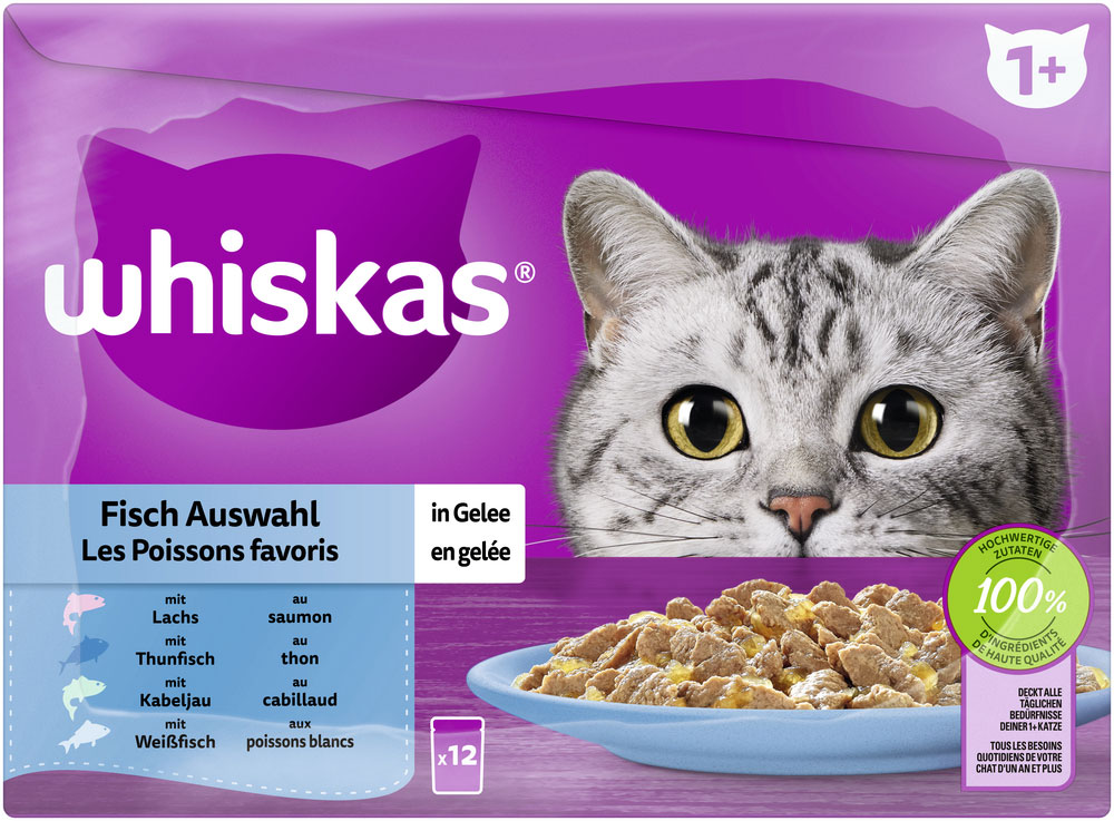 Whiskas - Whiskas Multipack 1+ Fisch Auswahl in Gelee - 1 x 12X85g - 5