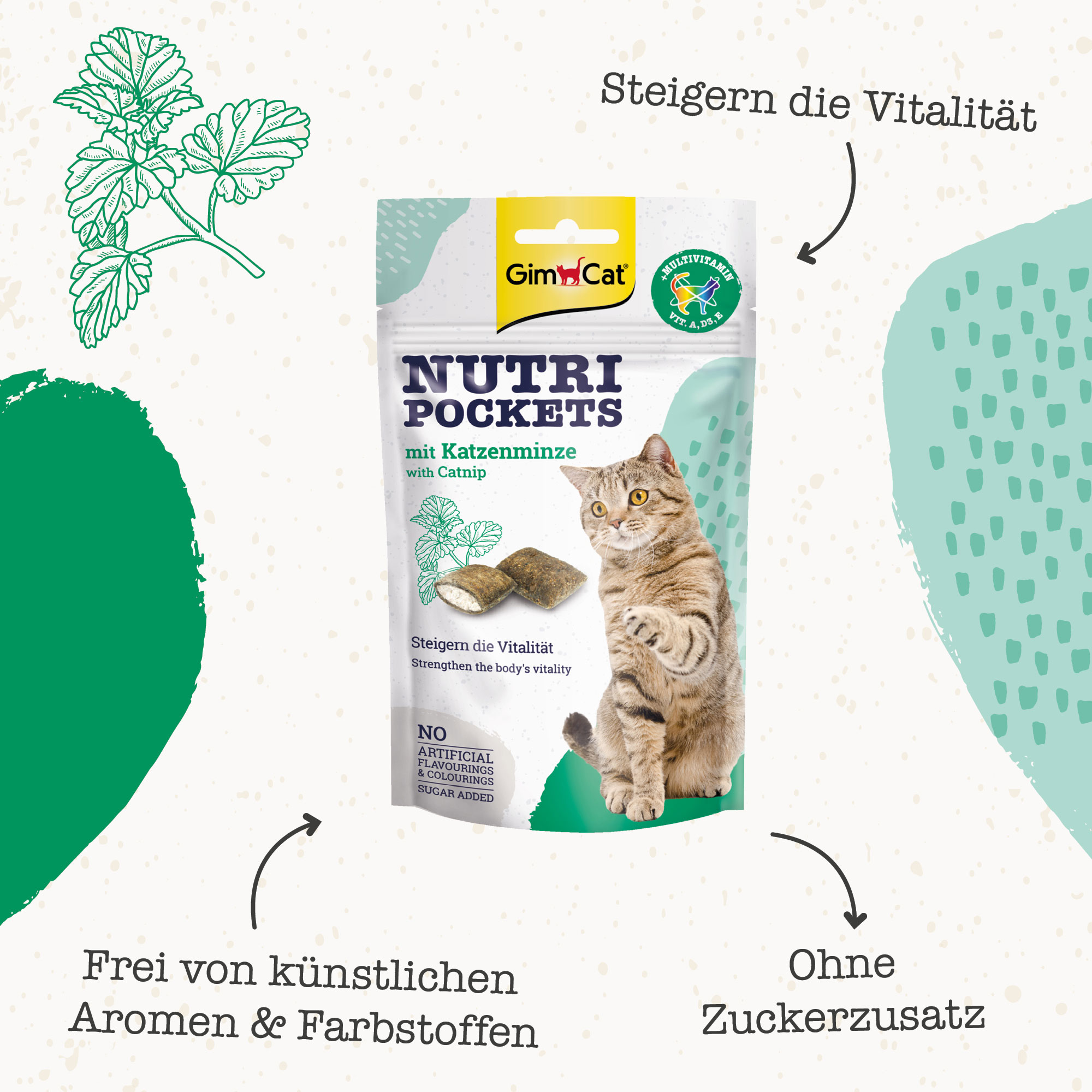 GimCat - Nutri Pocket mit Katzenminze - 1 x 60g - 5