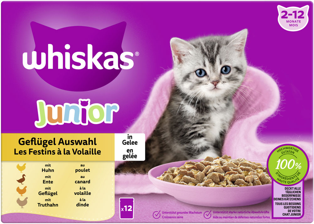 Whiskas Multipack Junior Geflügel Auswahl in Gelee