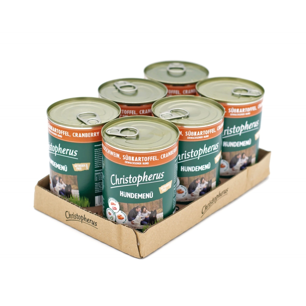 Allco Christopherus - Hundemenü mit Wildschwein, Süßkartoffel & Cranberry - 6 x 400g - 2